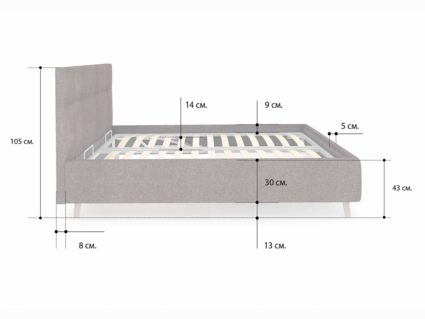 Кровать Сонум Bella Кашемир Синий (с подъемным механизмом) 200х190