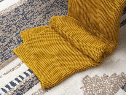 Плед Tkano Essential жемчужной вязки горчичный