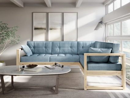Диван Арско Астер угловой трехместный голубой
