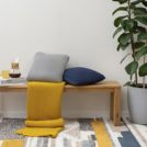 Плед Tkano Essential жемчужной вязки горчичный